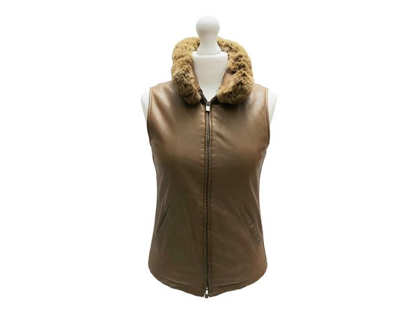 Loro Piana - Gilet in pelle color biscotto