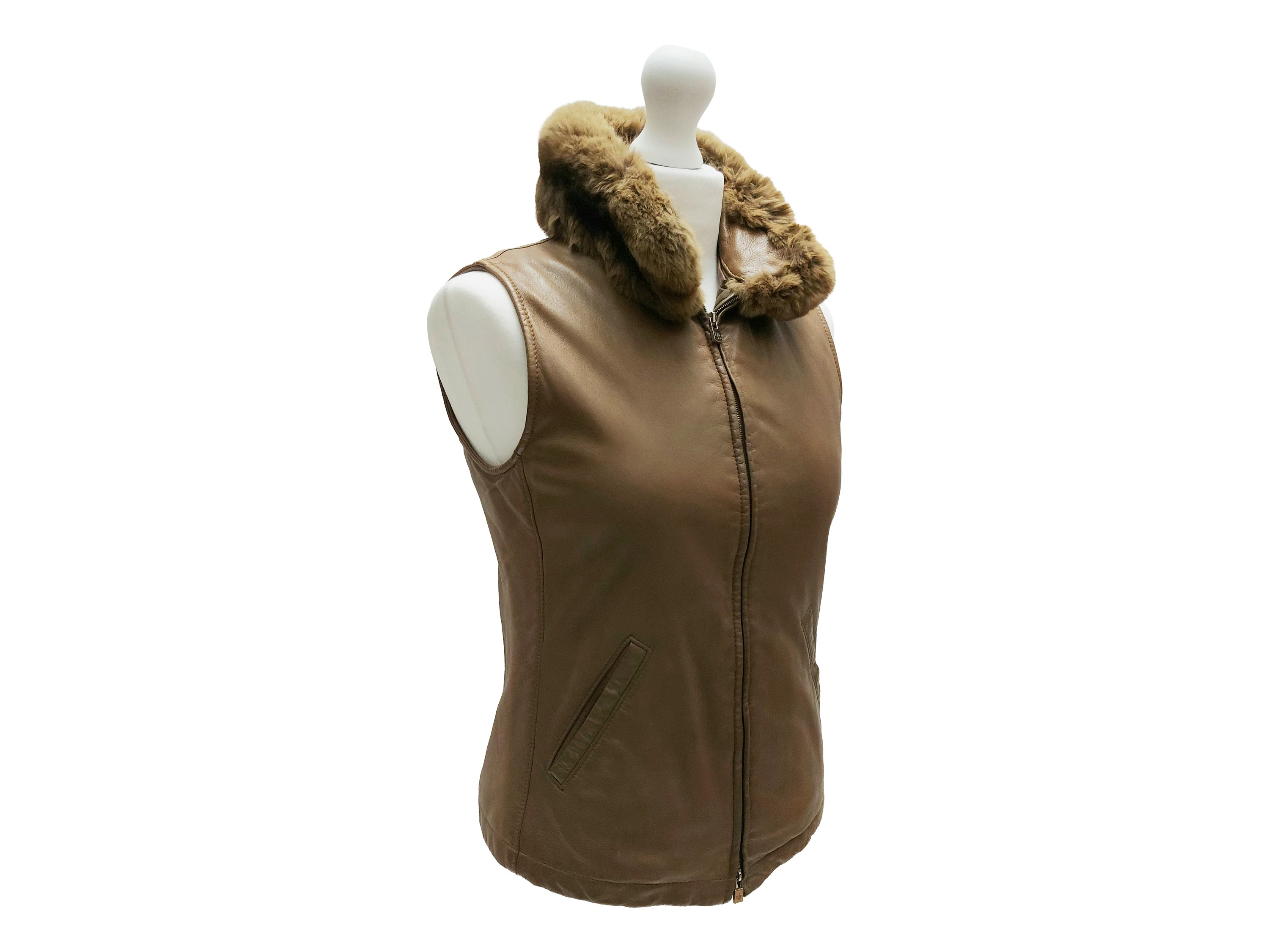 Loro Piana - Gilet in Pelle Color Biscotto