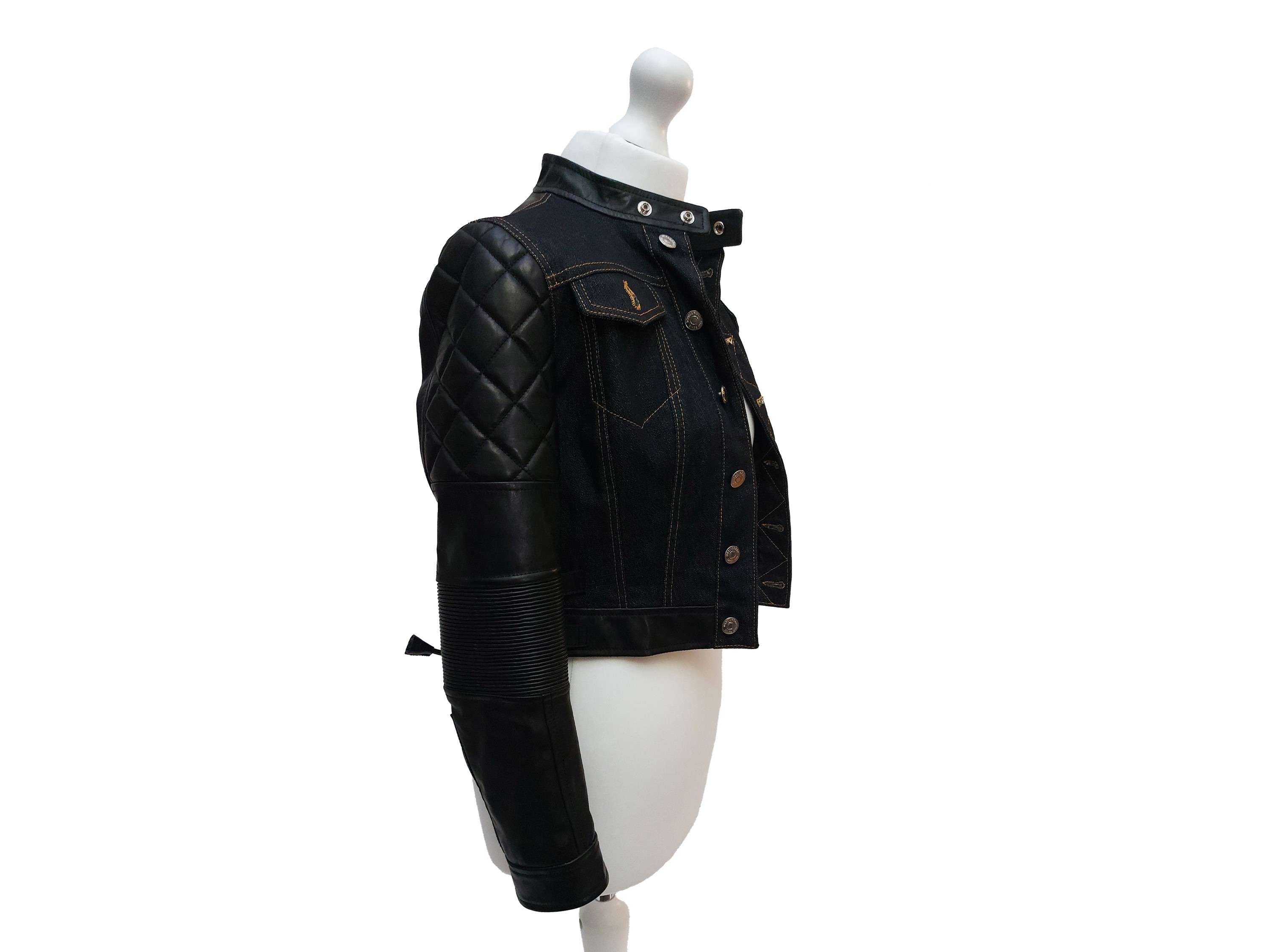 Dsquared2, Giacca biker chic in pelle nera e denim