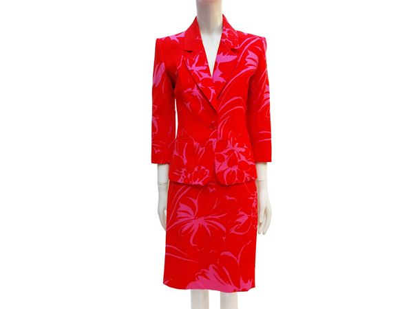 Inès de la Fressange - Patterned red cotton suit