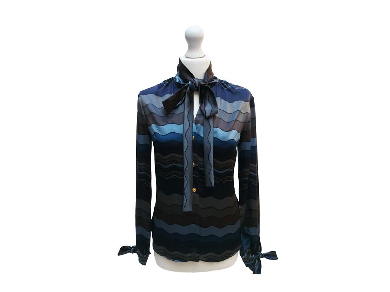 Roberta di Camerino, Camicia in seta fantasia con fiocco