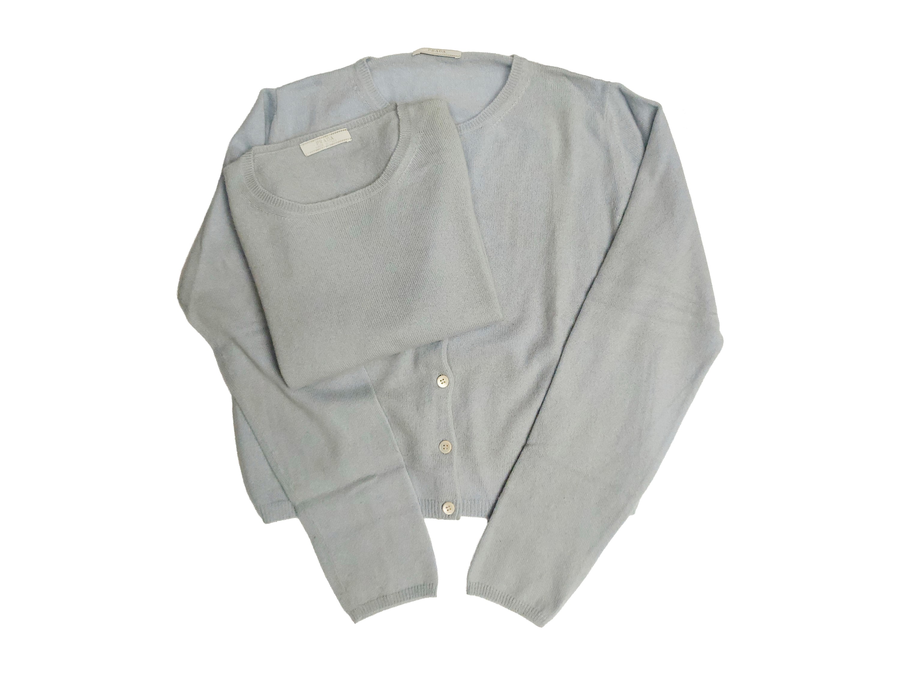 Prada - Twin Set in Cashmere Azzurro Polvere