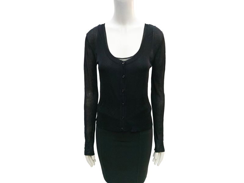 YSL, Twin set in maglia di seta nera (top smanicato e cardigan abbottonato)