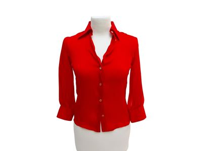 Emporio Armani, Camicia in seta rossa a maniche lunghe