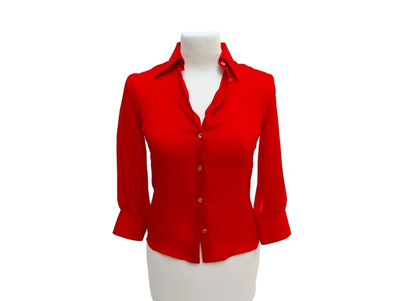 Emporio Armani, Camicia in seta rossa a maniche lunghe