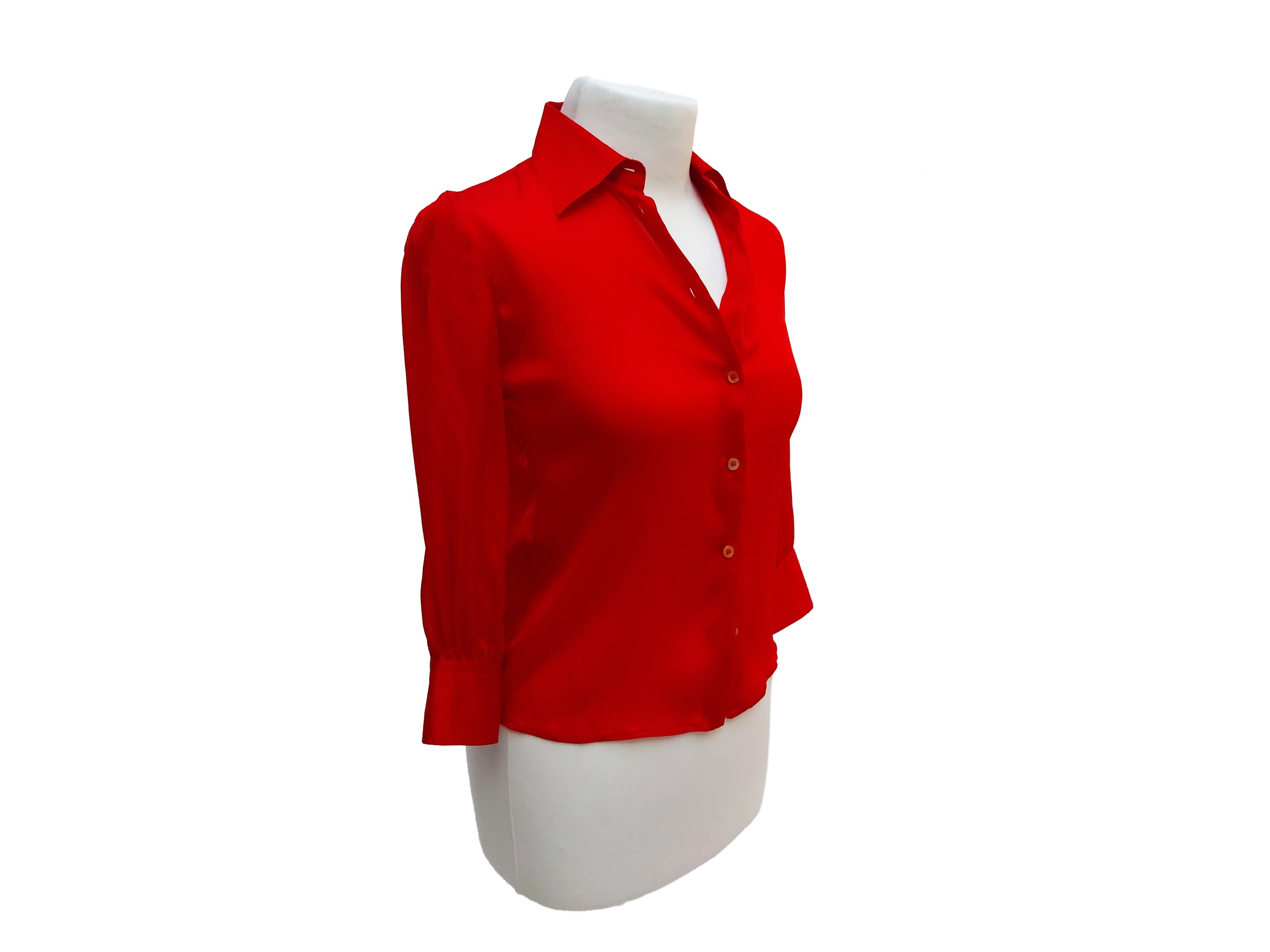 Emporio Armani, Camicia in seta rossa a maniche lunghe