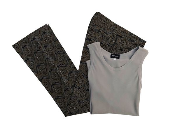 Giorgio Armani/PTOW- Top in seta e Pantaloni damascati