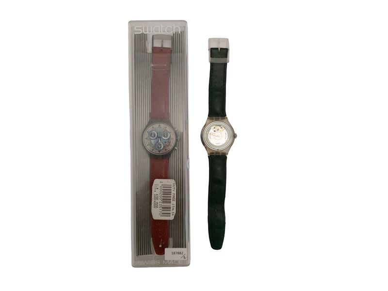 Swatch, Nine Three automatico e Chrono Atzeco (anni Novanta), due orologi con cinturini originali...