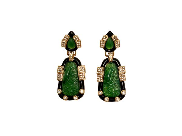 Monet - Oriental style pendant earrings