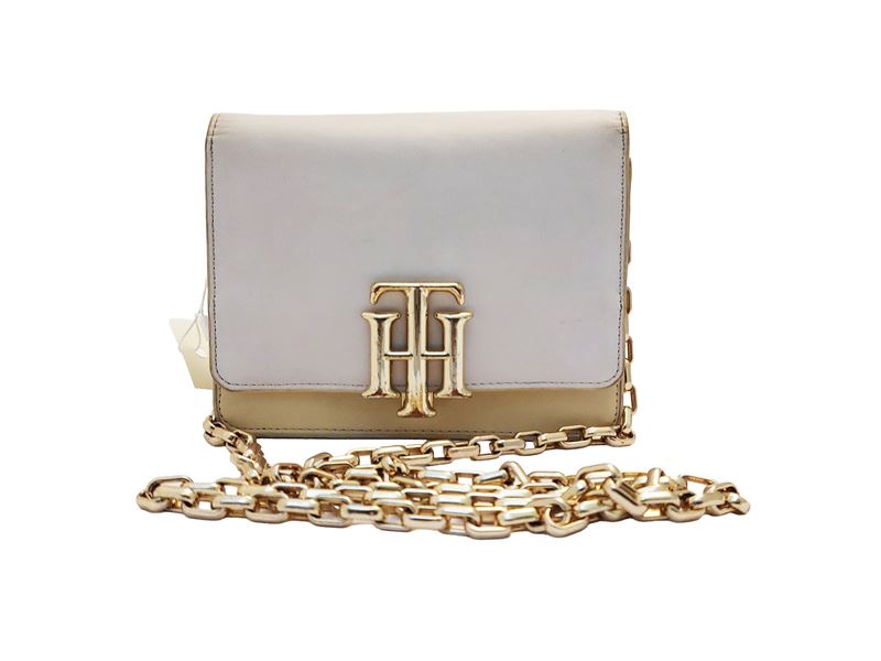 Tommy Hilfiger - Borsetta a Tracolla in Pelle Bianca e Beige