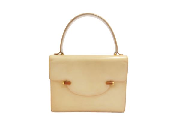 Gucci - Borsa a mano in vernice beige e bianca