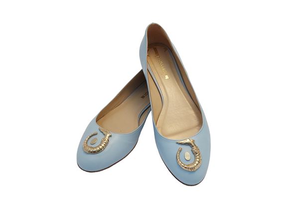 Trussardi - Light blue leather ballet flats
