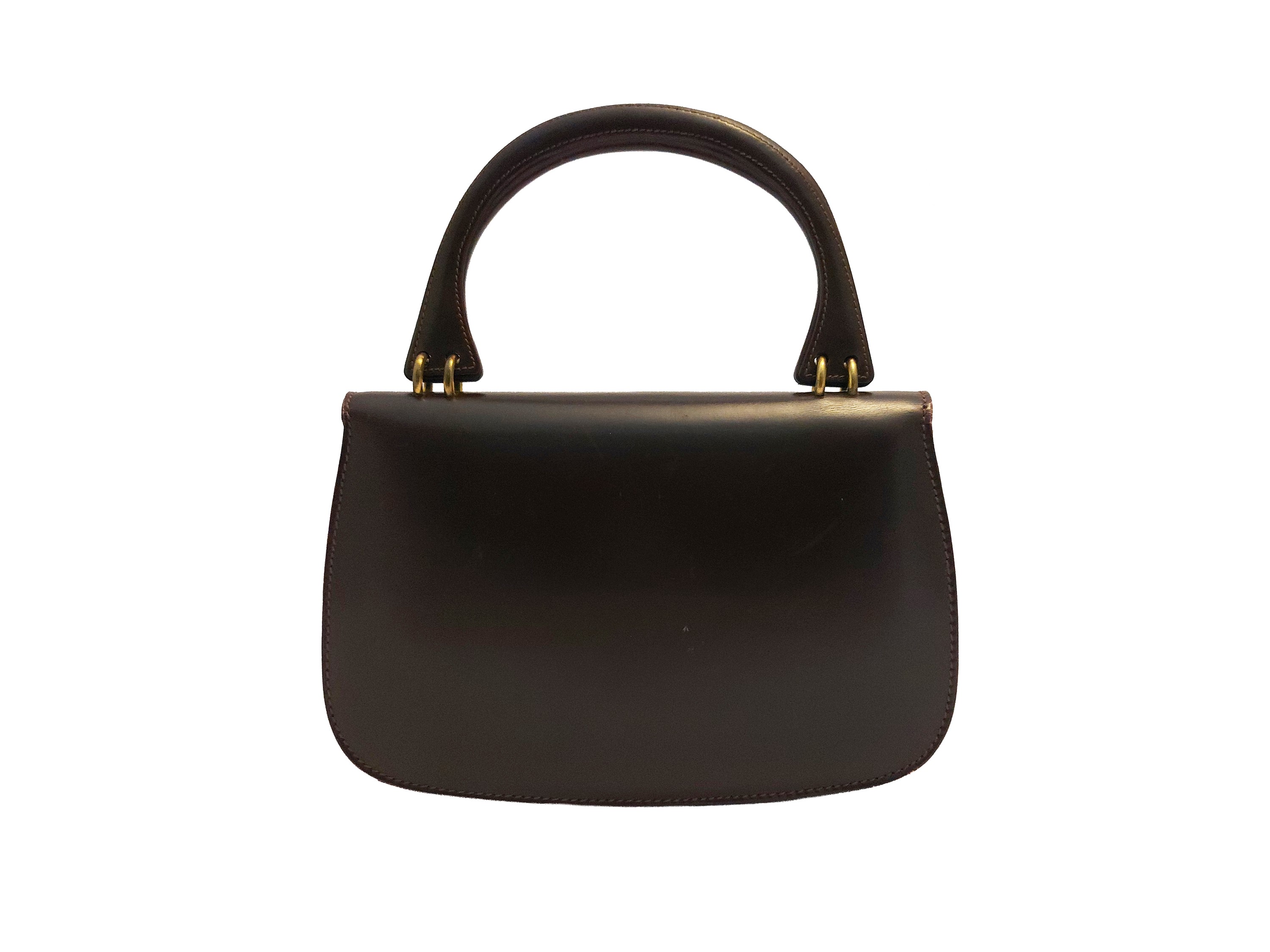 Gucci, Borsa in stile Bamboo in pelle marrone con fodera beige