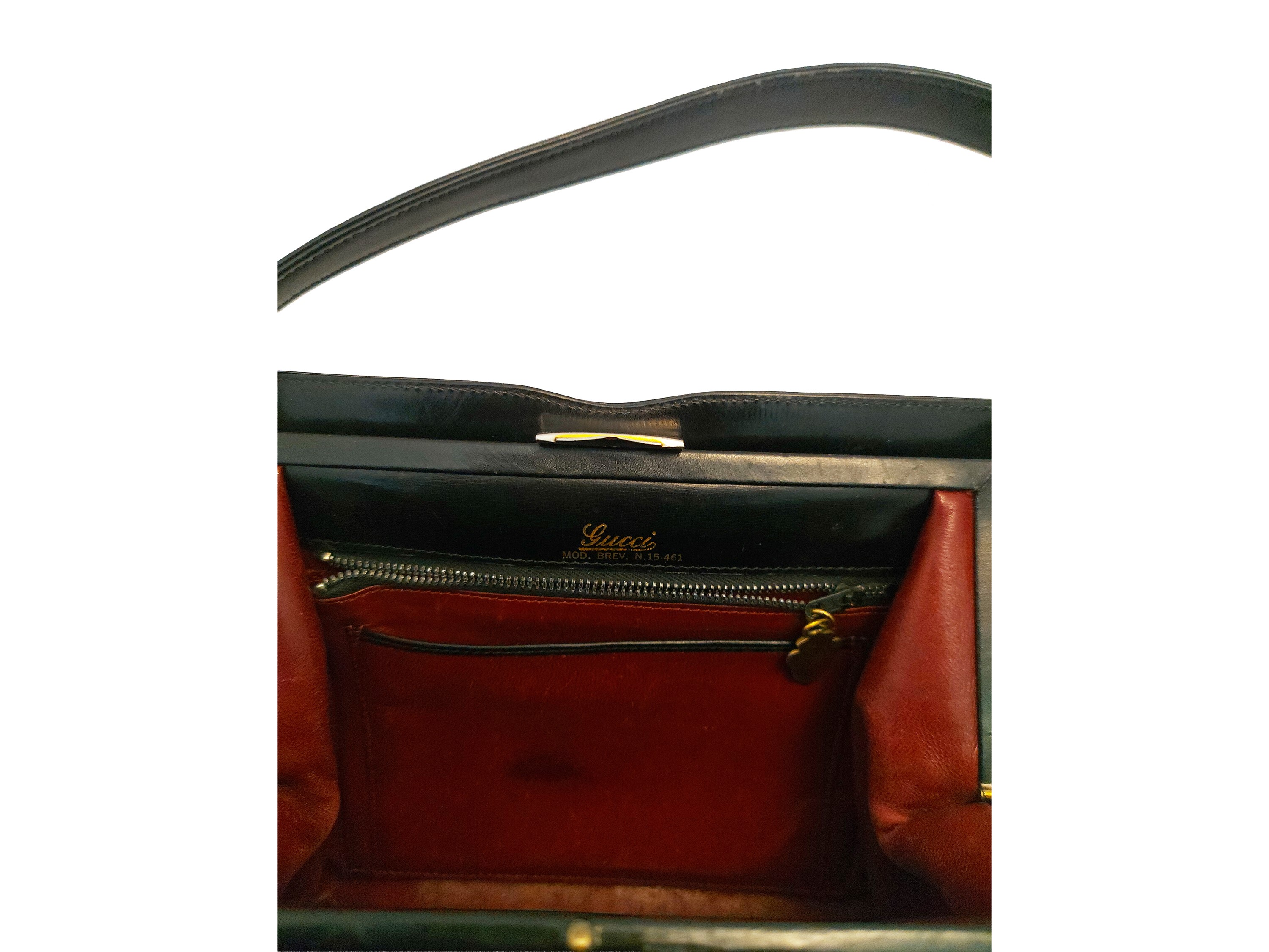 Gucci, Borsa a mano in pelle nera a tre scomparti