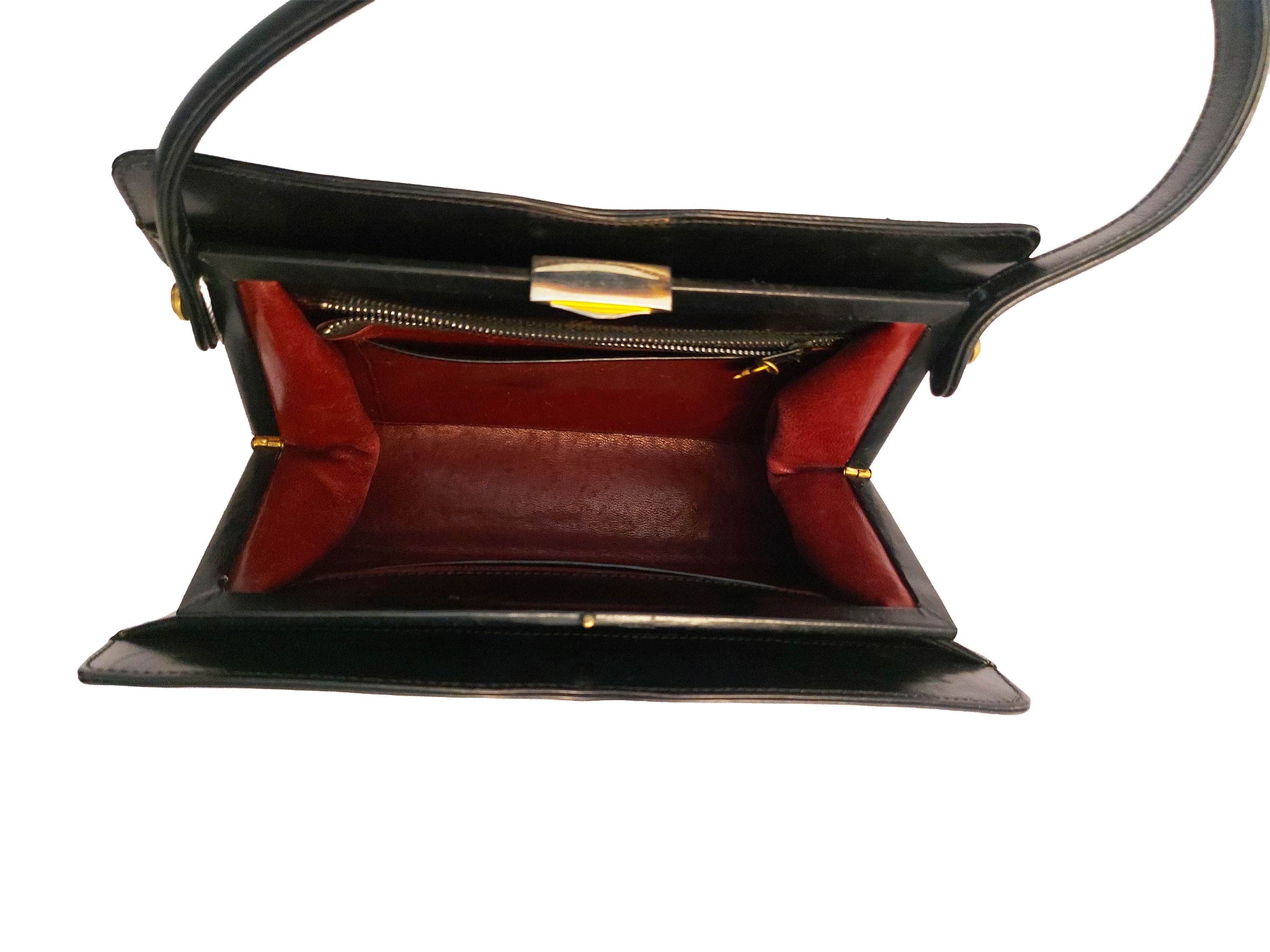 Gucci, Borsa a mano in pelle nera a tre scomparti