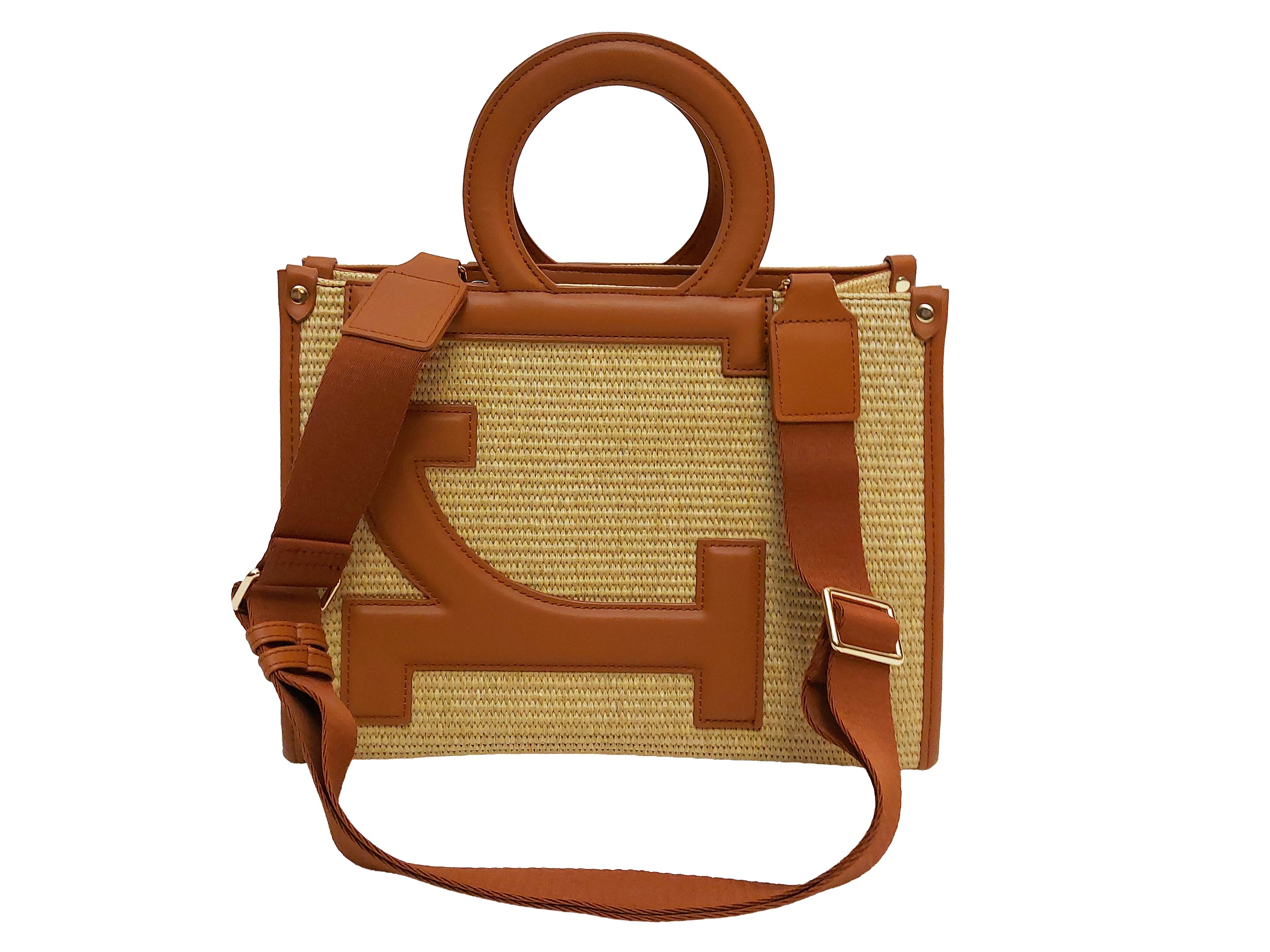 Roccobarocco, Borsa a mano in paglia beige