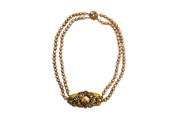 Miriam Haskell - Collana a due fili di perle barocche