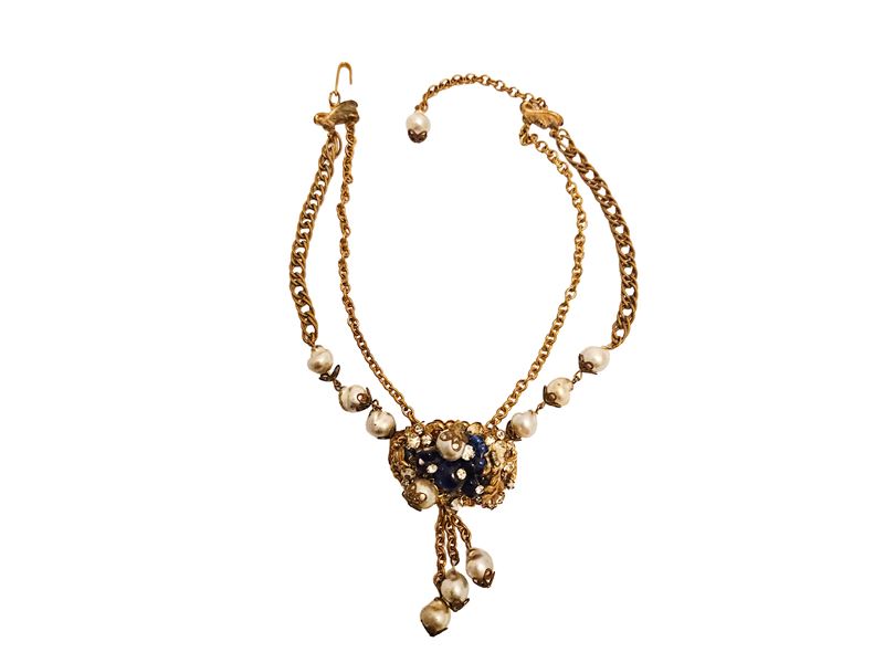 Collana in Metallo Dorato con Perle Barocche