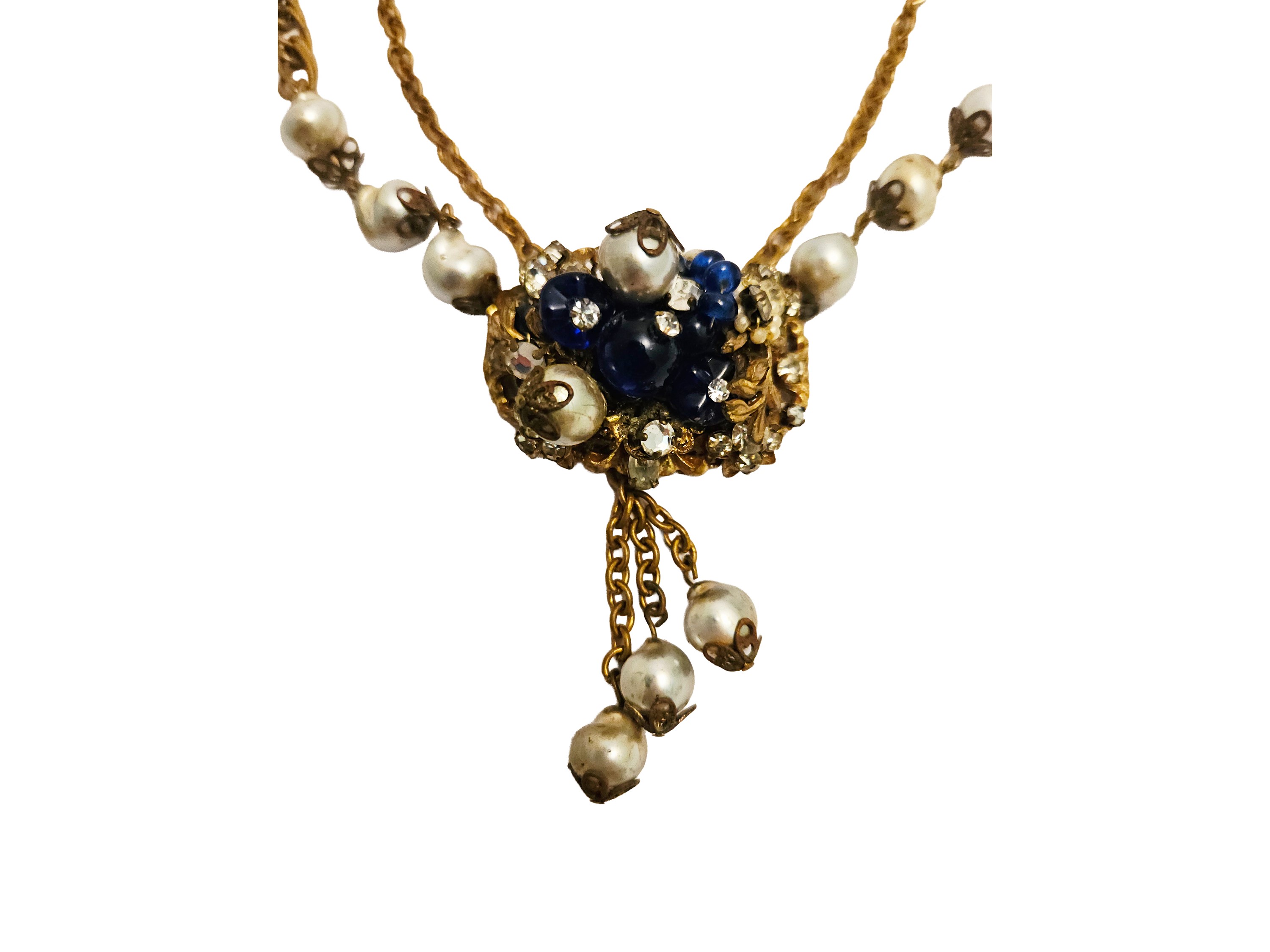 Collana in Metallo Dorato con Perle Barocche