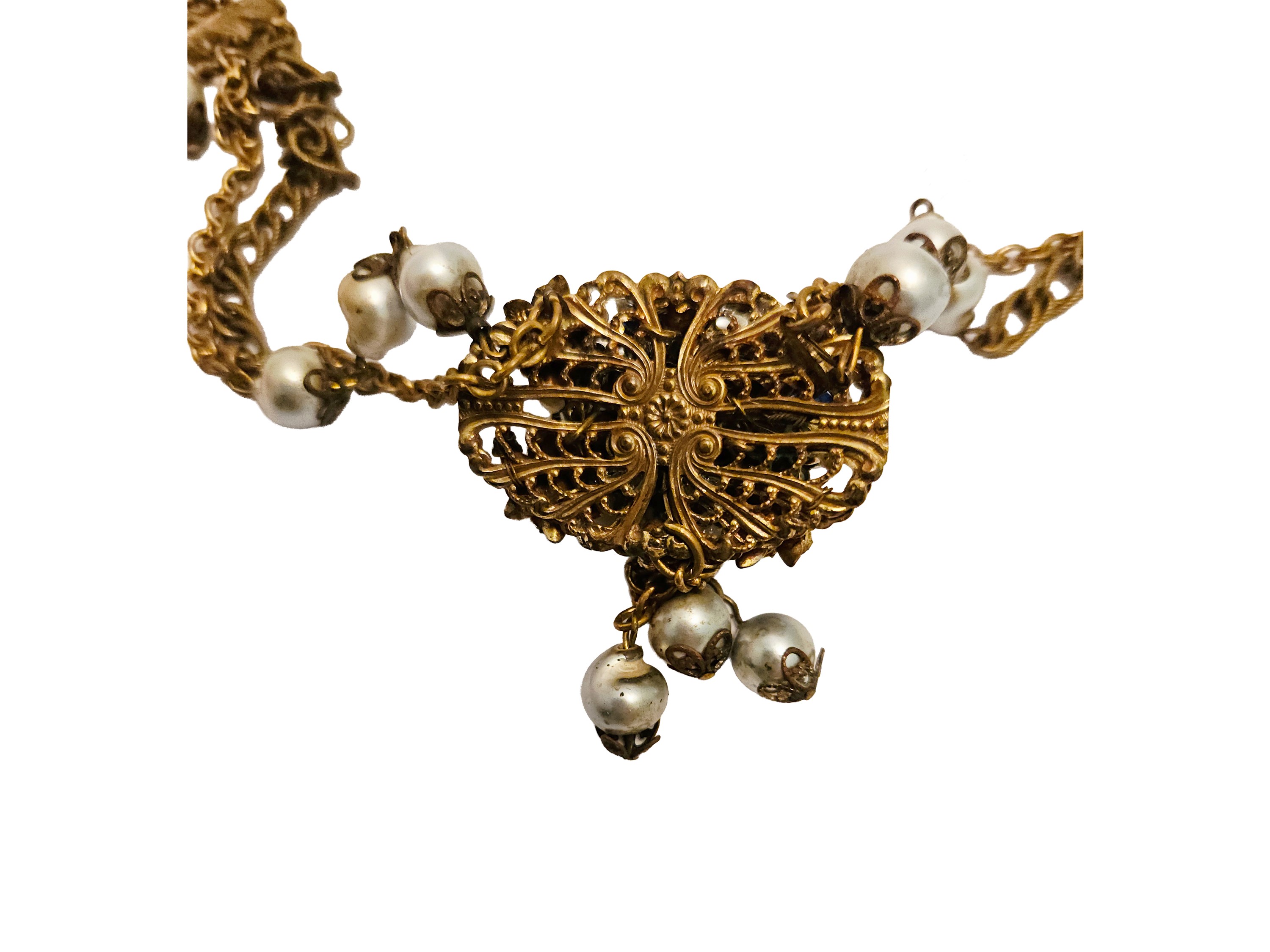 Collana in Metallo Dorato con Perle Barocche