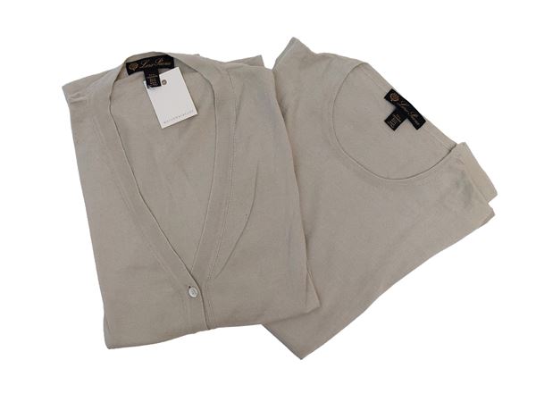 Loro Piana - Twin set in cashmere e seta giallo chiaro