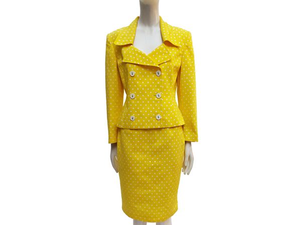 Byblos - Yellow cotton suit with white polka dots