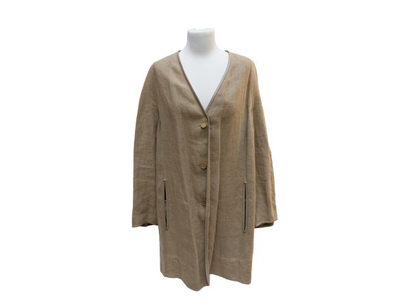 Hermès - Sand linen and leather jacket