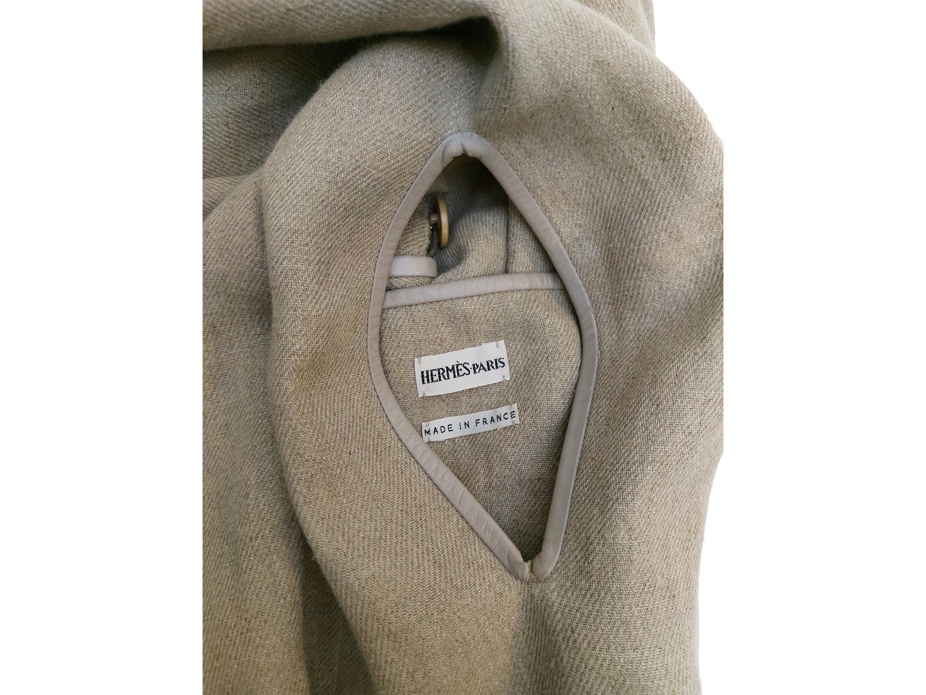 Hermès - Giacca in Lino e Pelle Sabbia