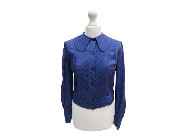 Salvatore Ferragamo - Purple silk shirt with logos