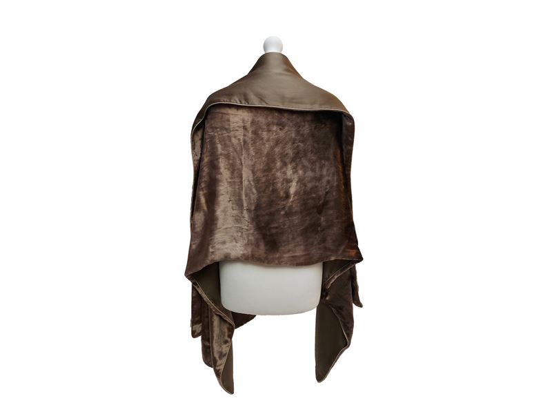 Giorgio Armani, Stola double face in seta, rayon e viscosa taupe