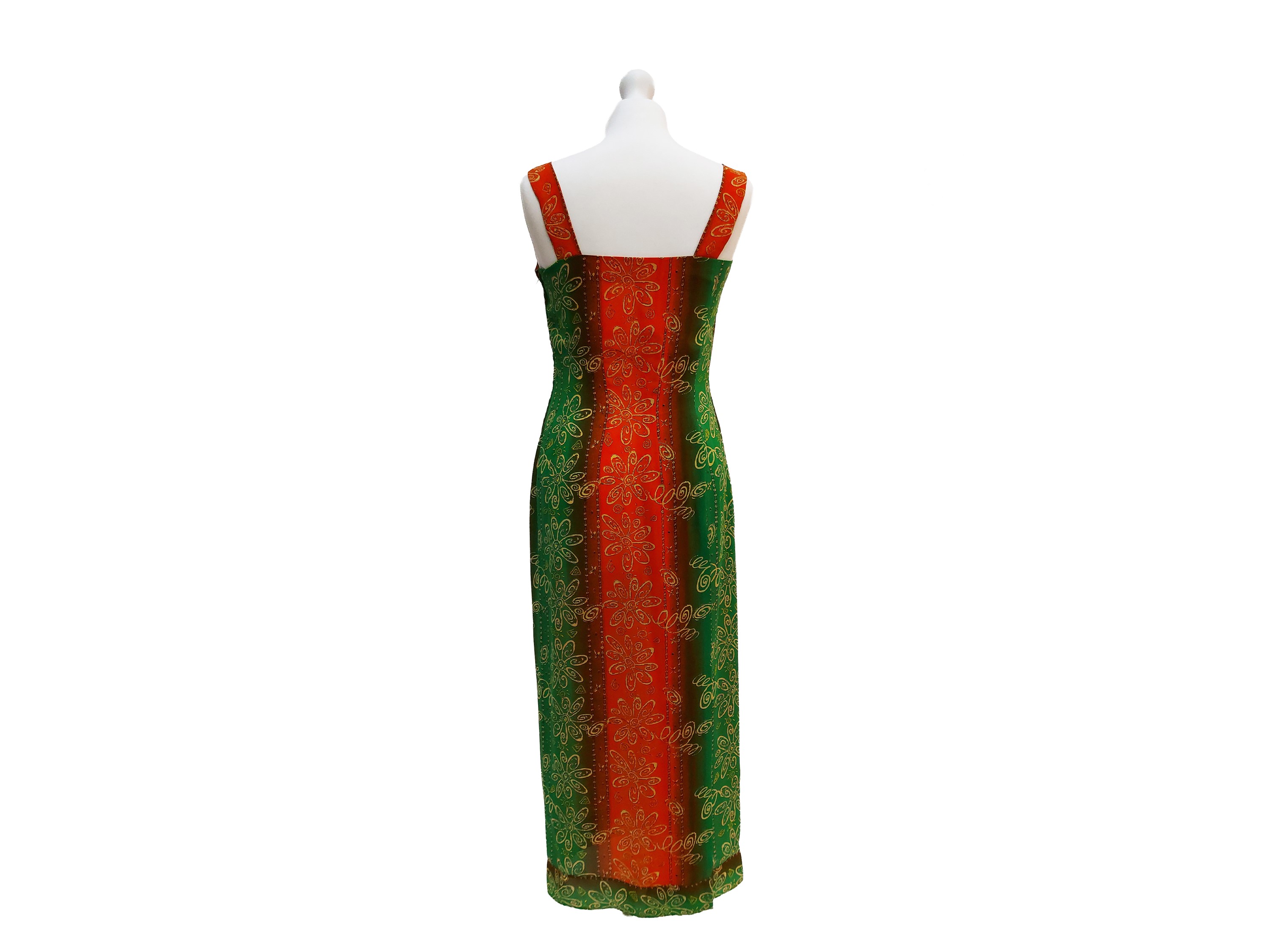 Abito Sartoriale Midi Fantasia Verde e Arancio
