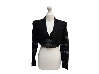 Lolila Lempicka, Giacchina a bolero e crop top in lino con pizzo nero (taglia 40)