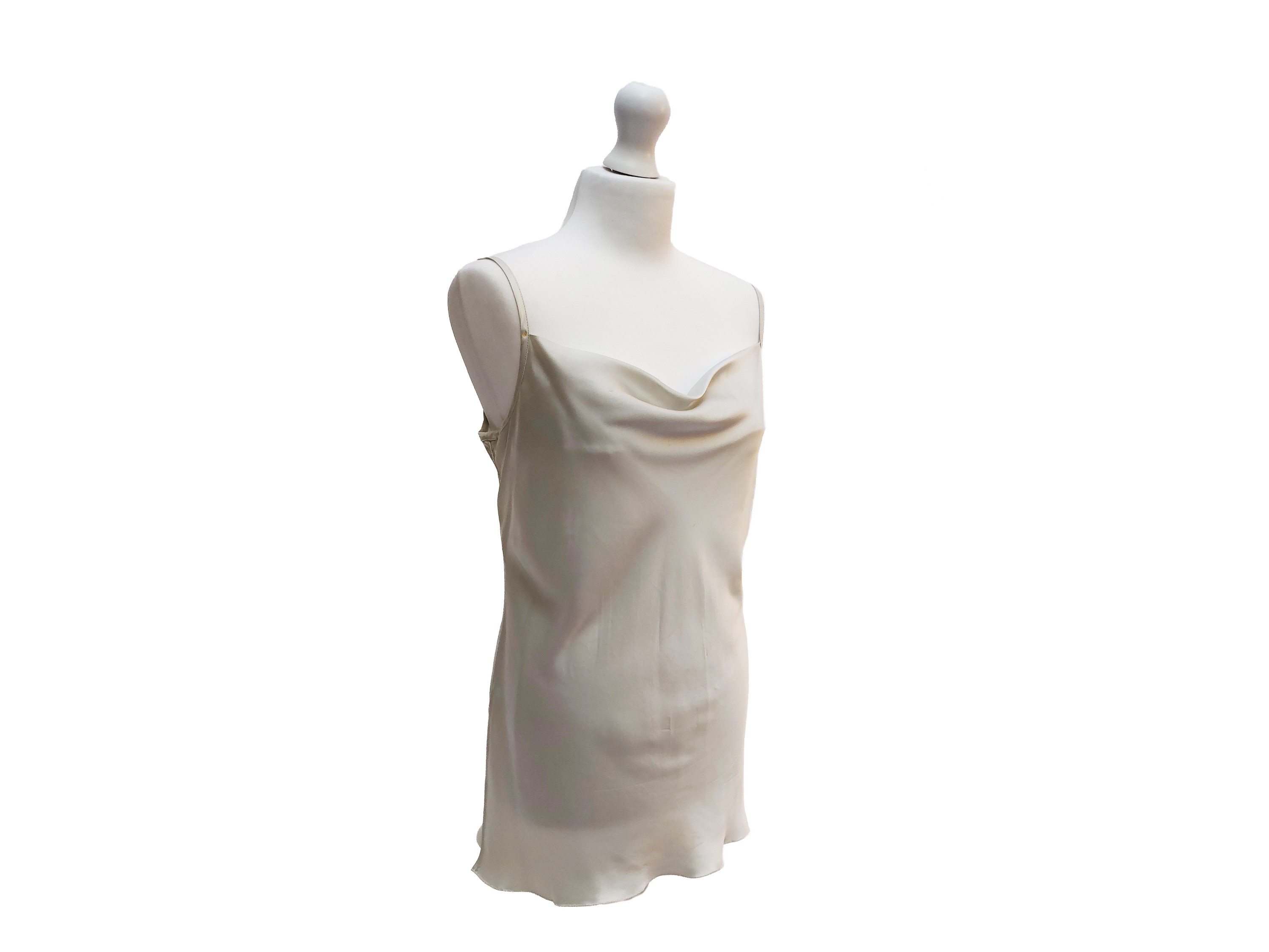 Ozbek, Completo in raso grigio perla con pantaloni palazzo e top lungo a scollo a goccia