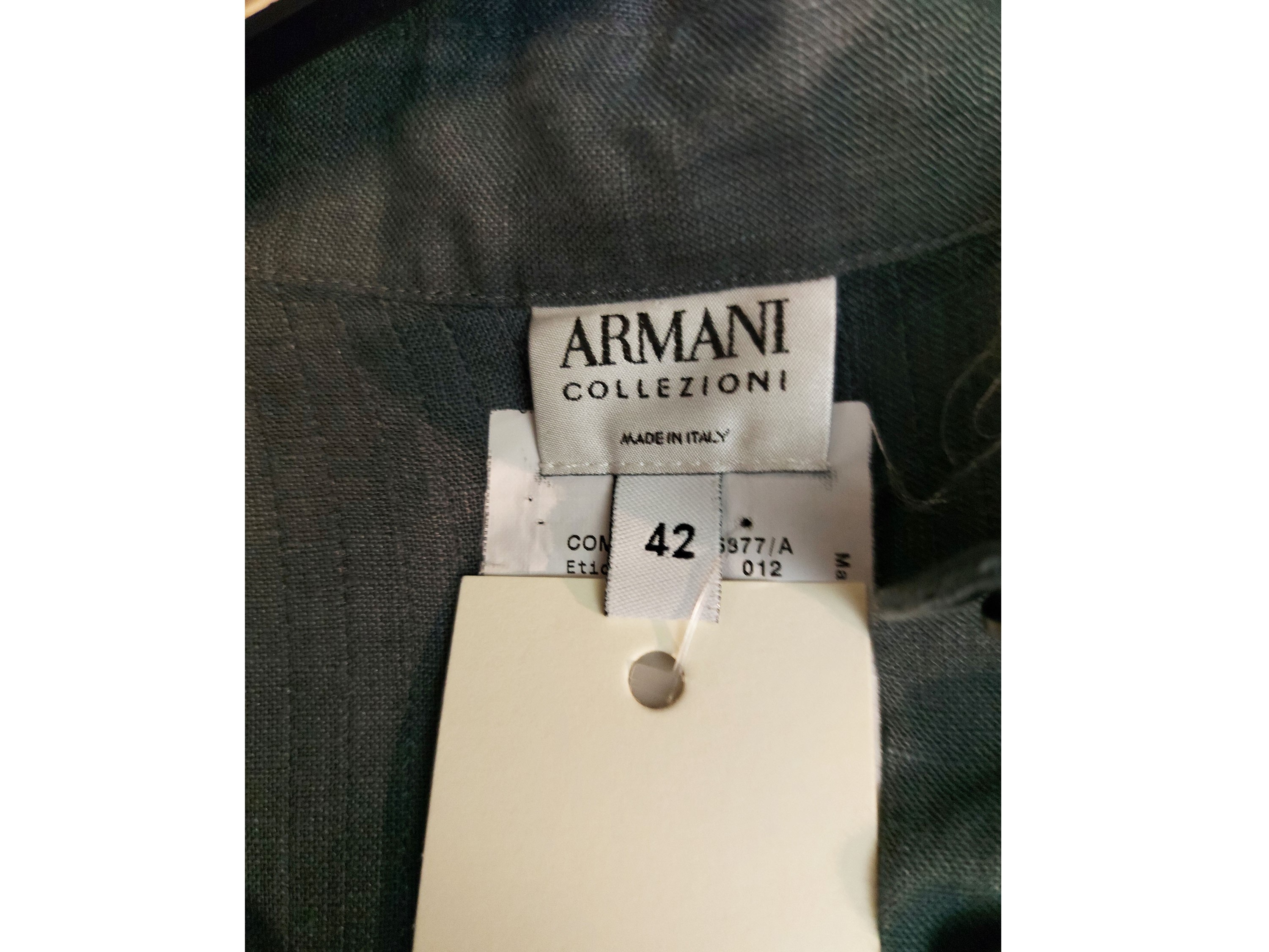 Armani, Chemisier in lino color carta da zucchero con smanicato e cintura in suede
