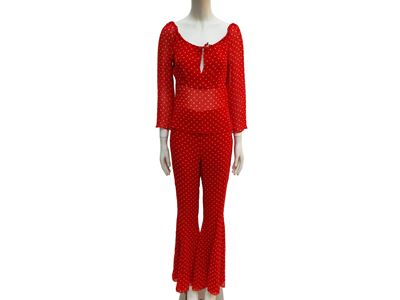 Luisa Spagnoli, Completo in viscosa rossa a pois (taglia 42)