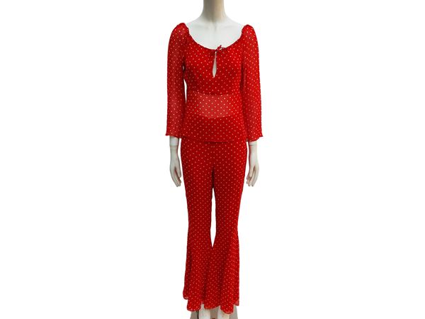 Luisa Spagnoli - Suit in red viscose with polka dots