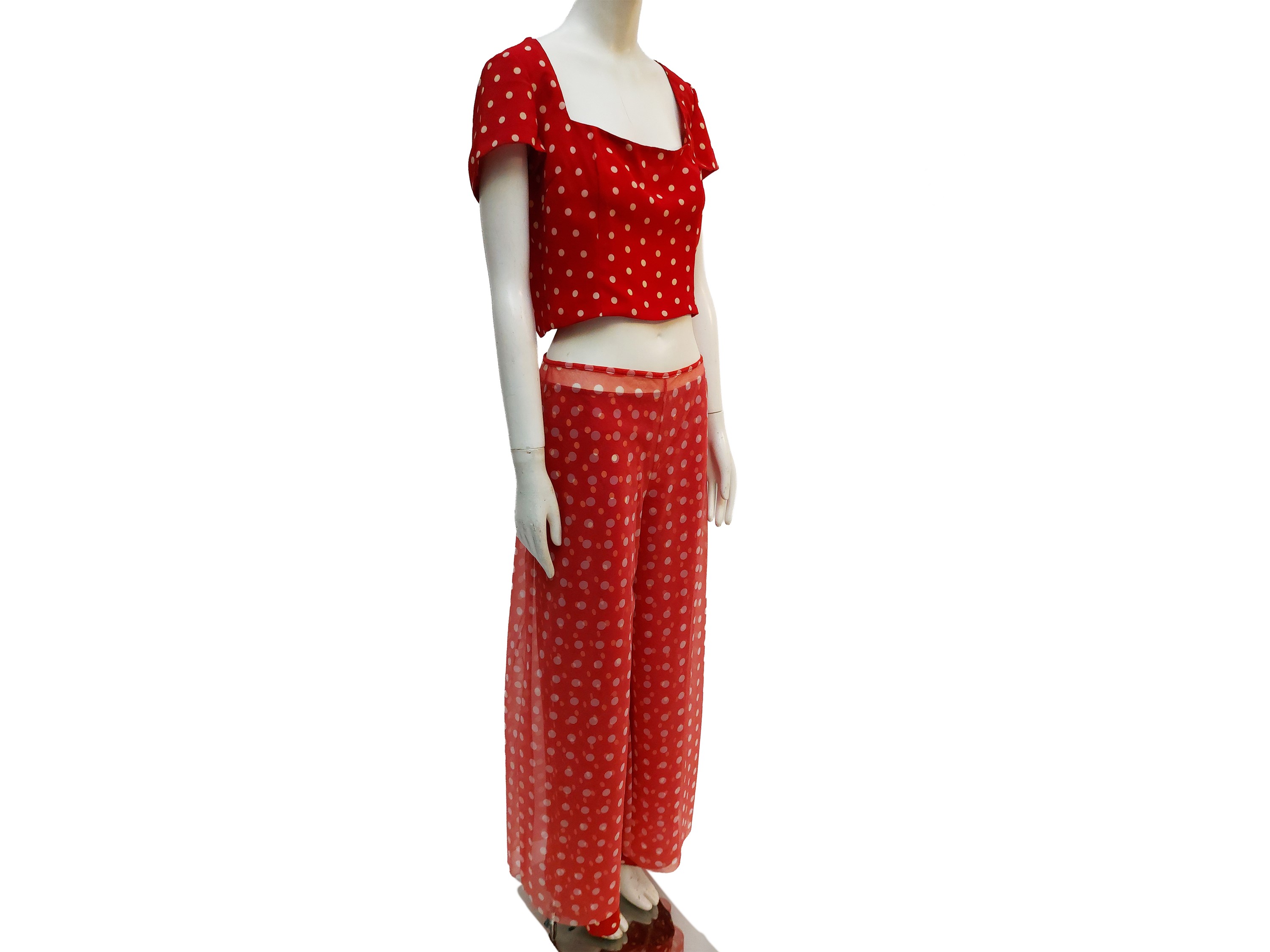 Completo Sartoriale Rosso a Pois Bianchi