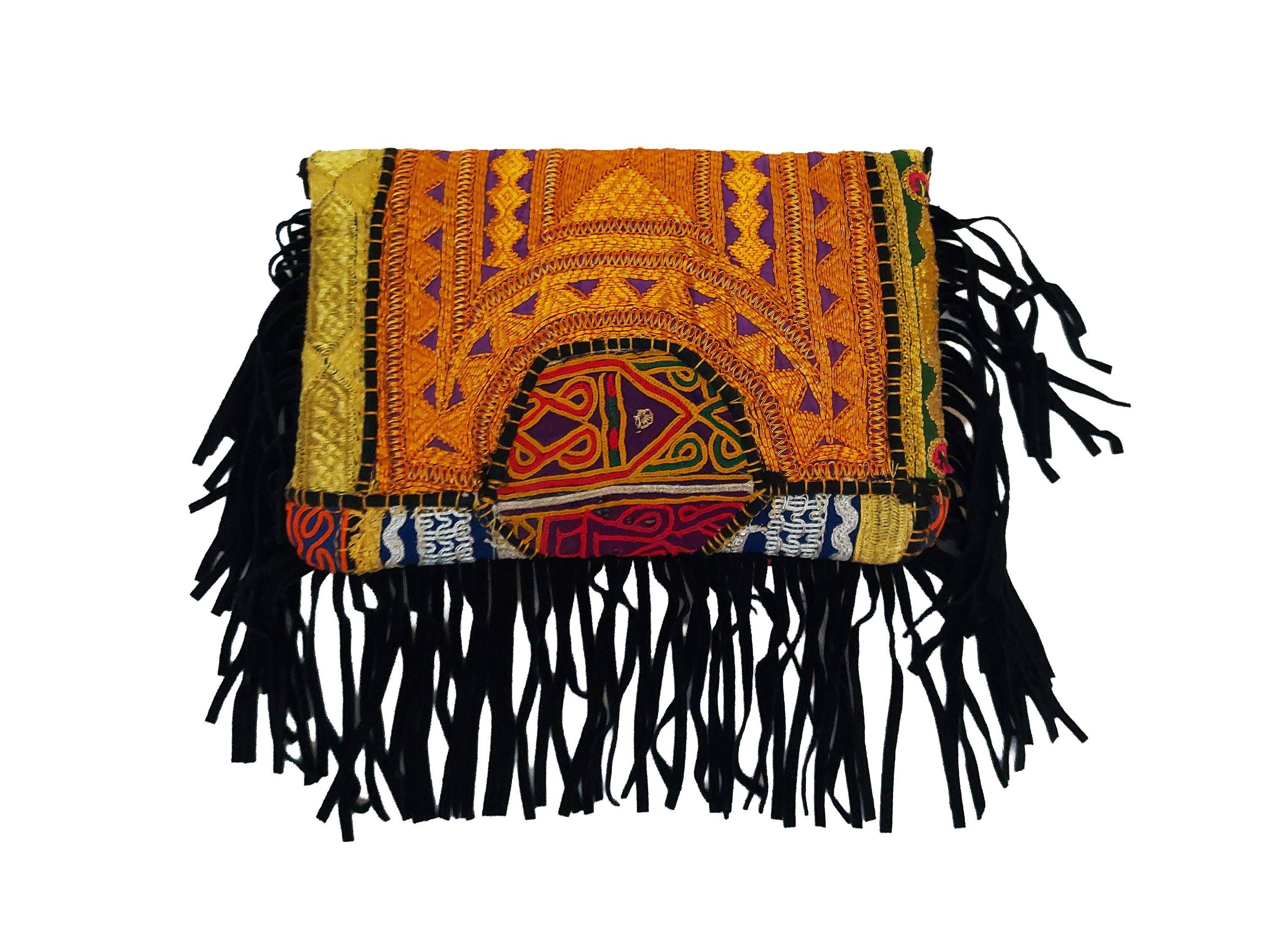 Roberta Balsamo, Pochette in tessuto indiano con ricamo Zardozi e miniatura centrale