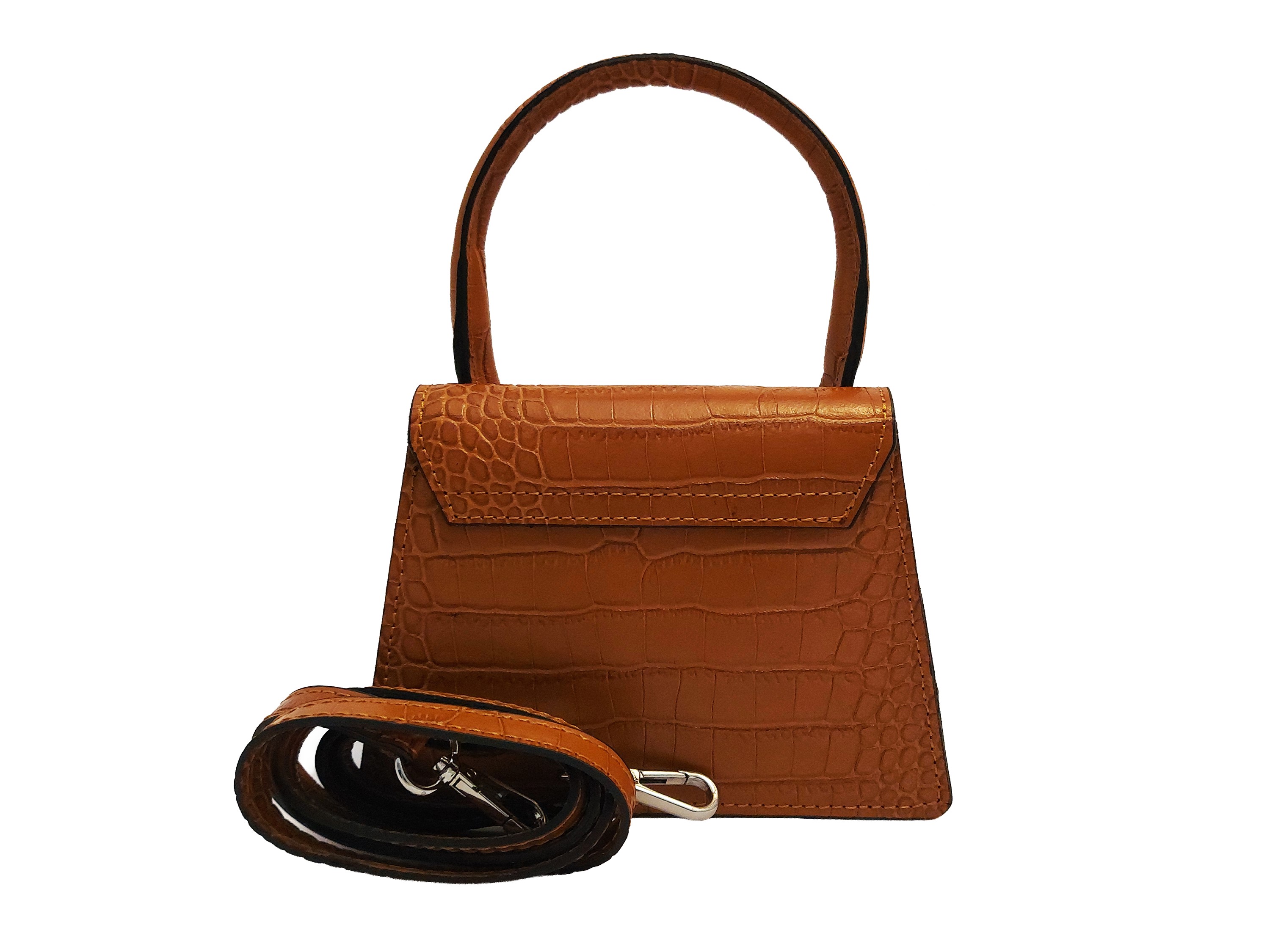 Borsa mini in pelle ecologica beige con stampa effetto cocco