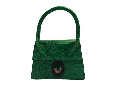 Mini borsa, pelle ecologica verde a stampa cocco, tracolla removibile, chiusura magnetica