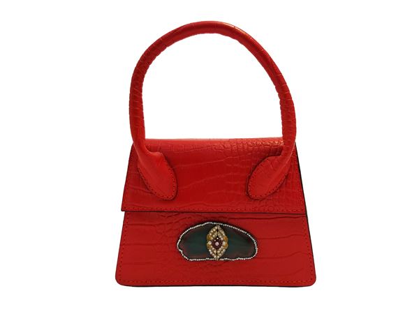 Mini borsa in pelle ecologica rossa stampa cocco
