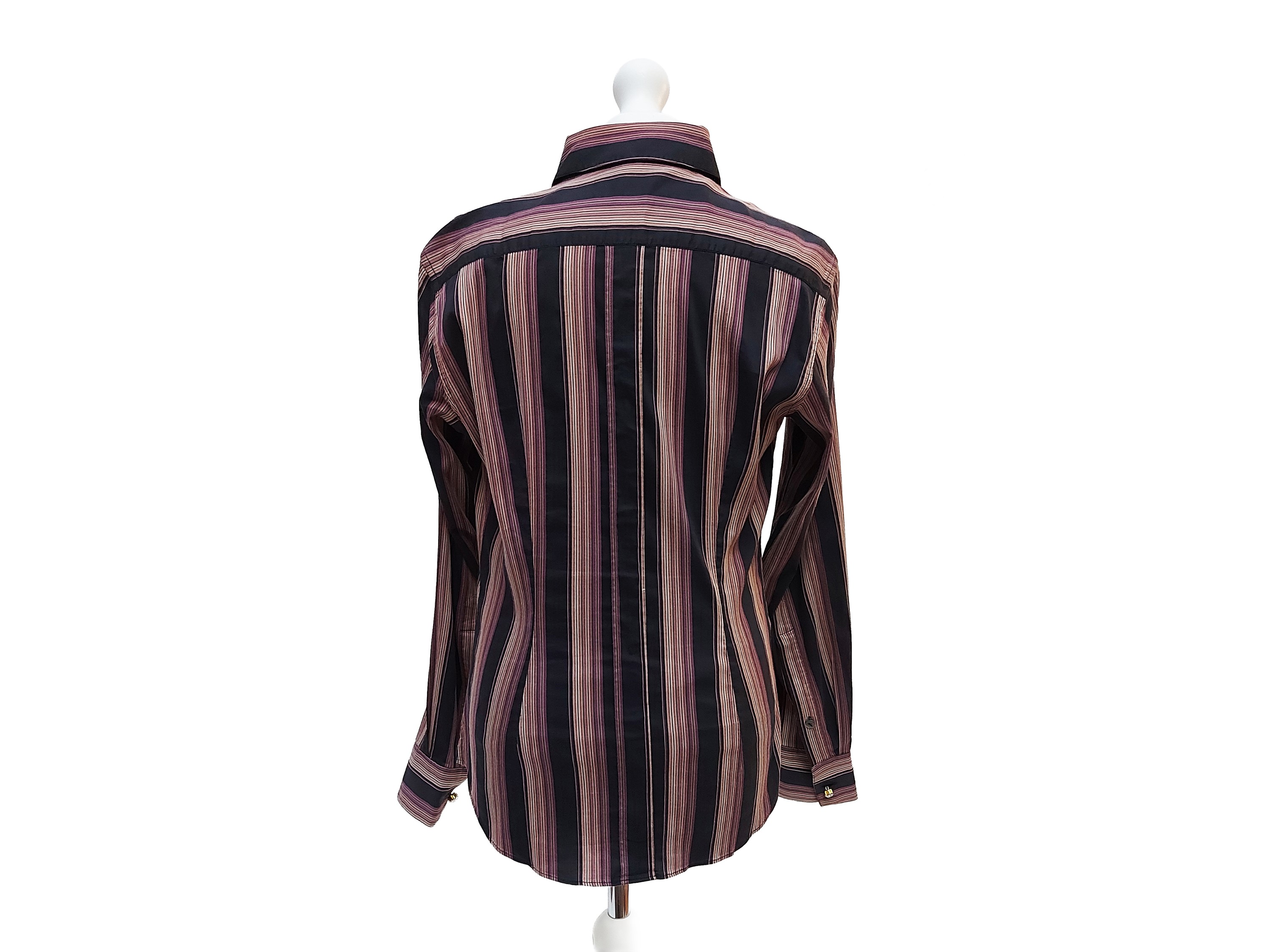 D&G, Camicia a righe grigio e viola e canotta in cotone color melanzana