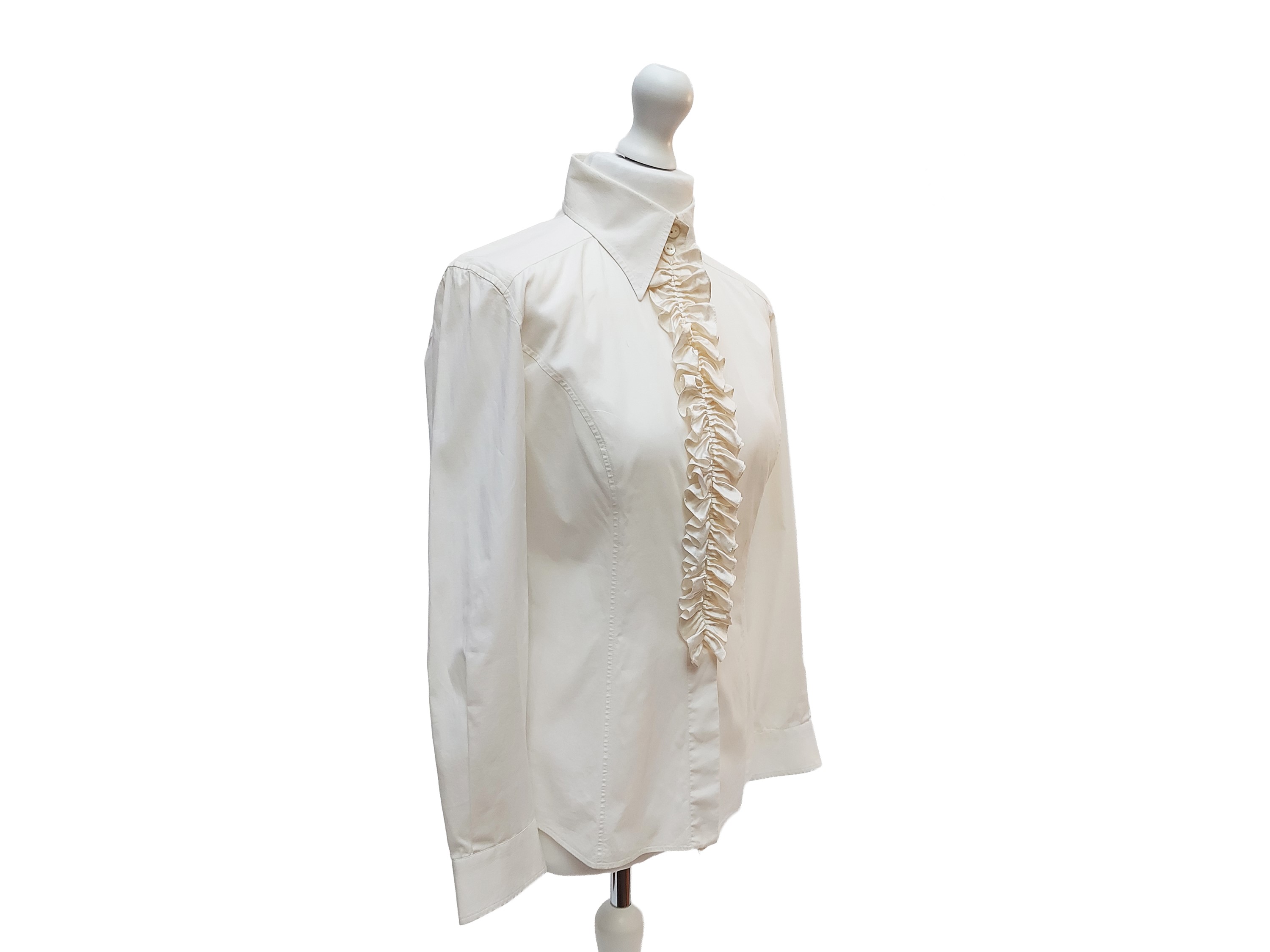 D&G, Camicia bianca in cotone con rouches e maniche lunghe