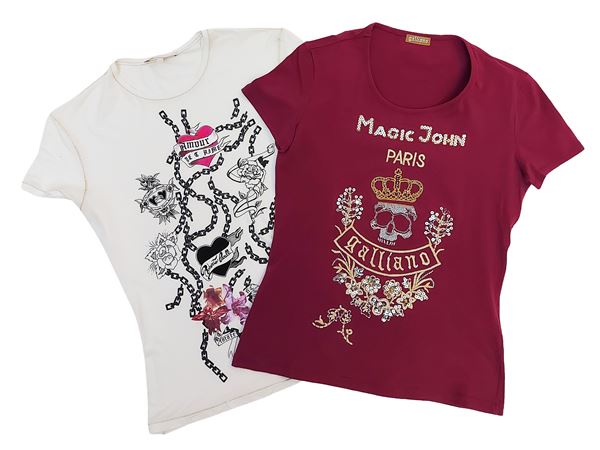 Galliano/Cavalli - Due t-shirt in cotone a maniche corte