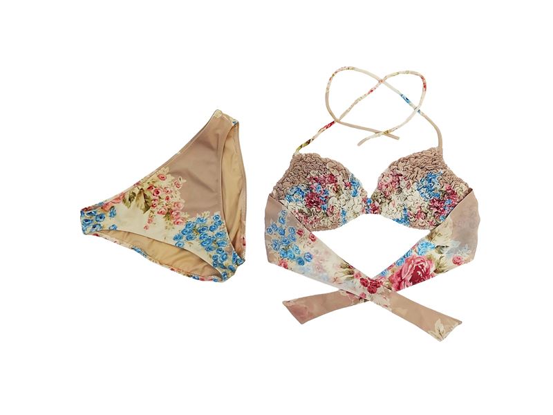 La Perla, Bikini a fantasia floreale su fondo beige (tg 46)