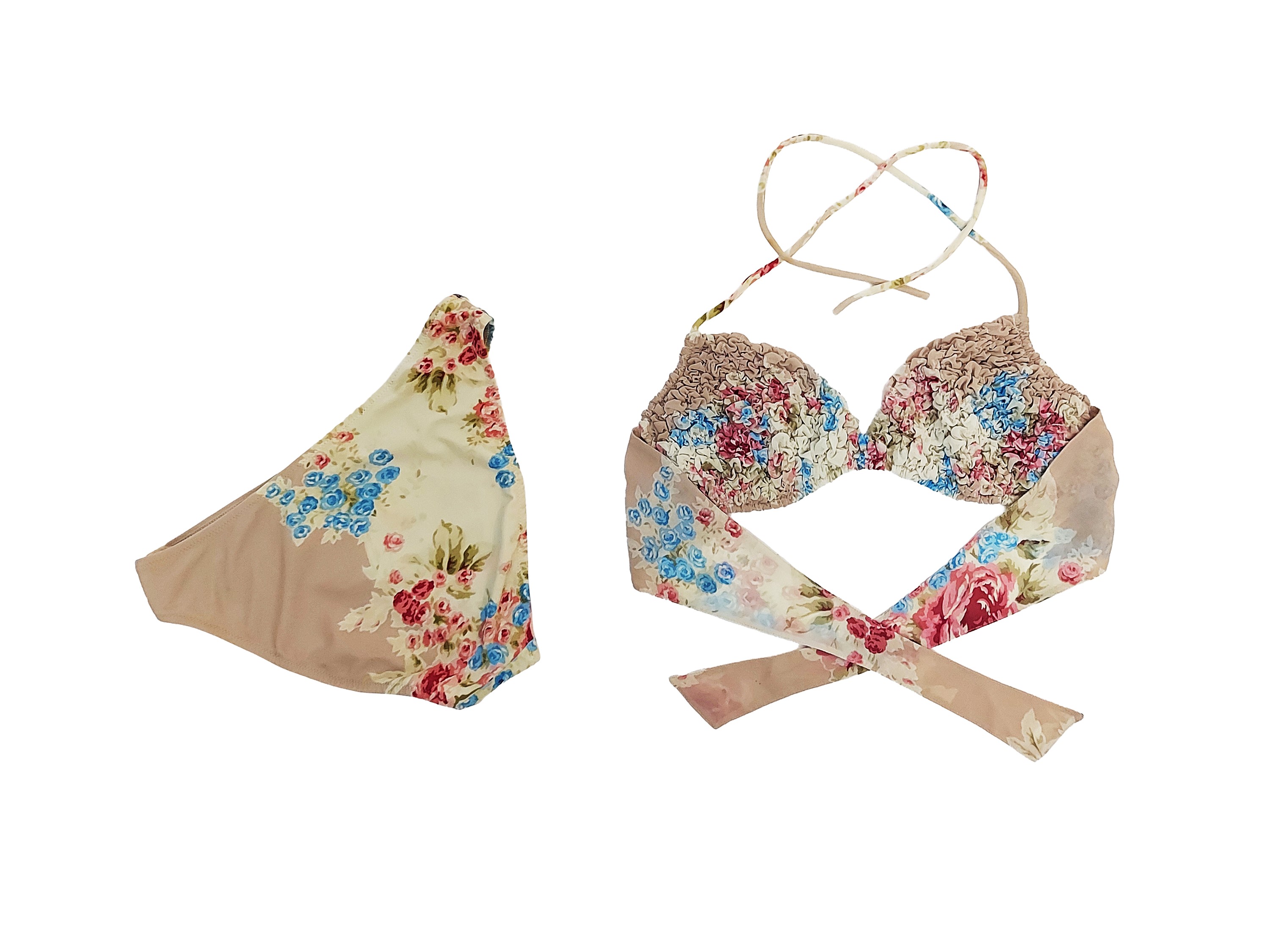 La Perla, Bikini a fantasia floreale su fondo beige (tg 46)