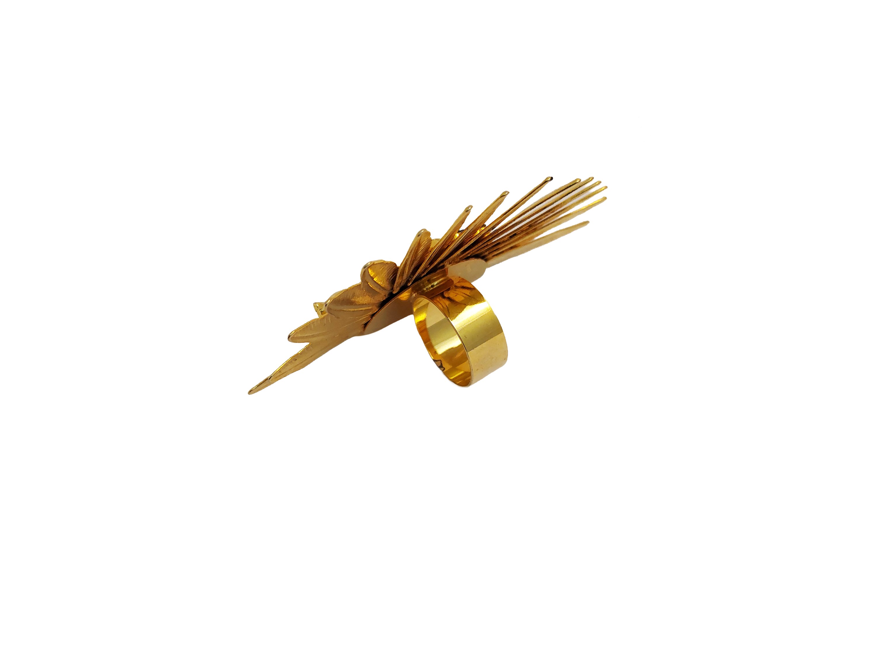 Versace, Grande anello ferma foulard in golden tone con volto tribale e strass neri