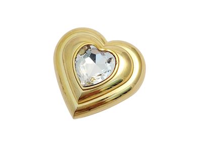 YSL, Portacipria gioiello a forma di cuore in metallo golden tone con strass
