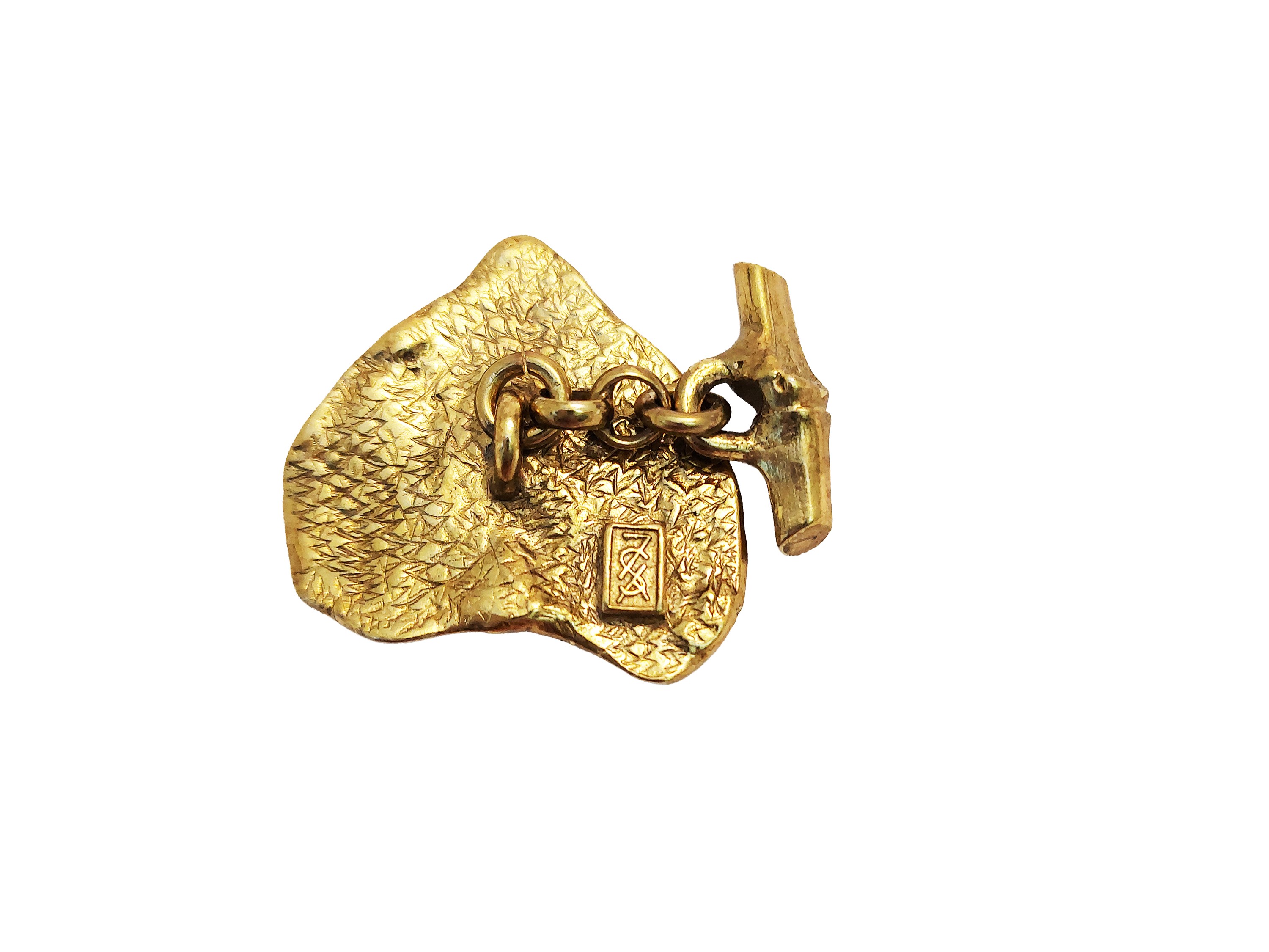 YSL, Gemelli in ottone dorato a forma di cuore