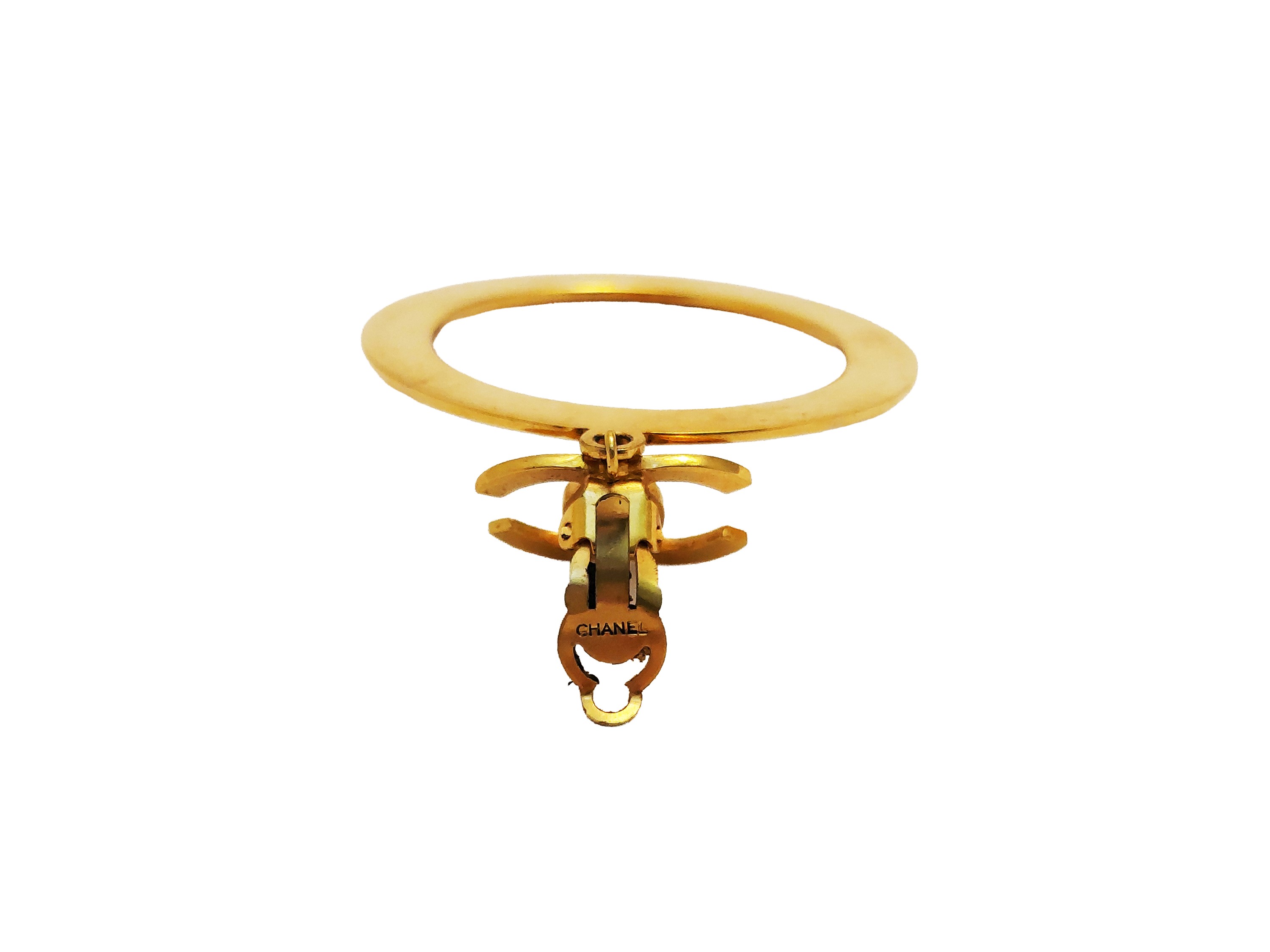 Chanel, Mono orecchino a clip con logo, metallo golden tone